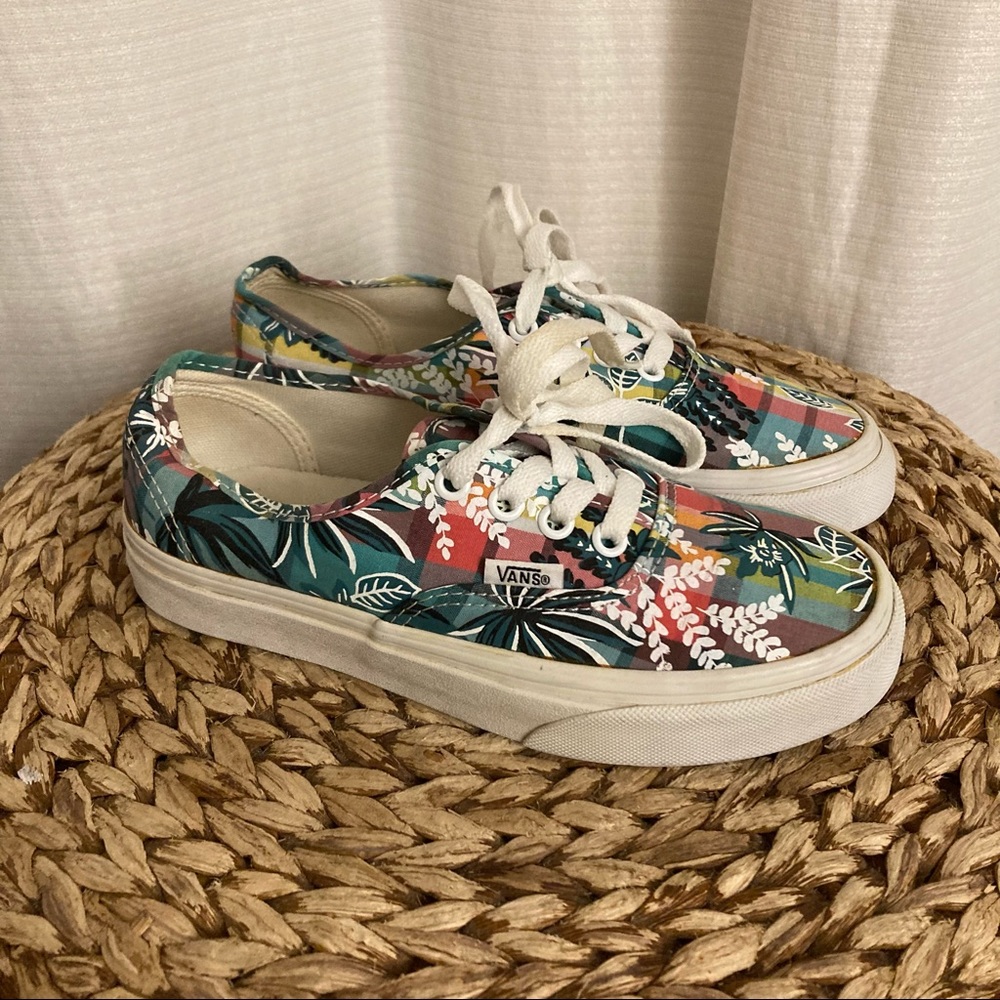 Vans plant plaid green jungle tropical multicolor women’s 5
